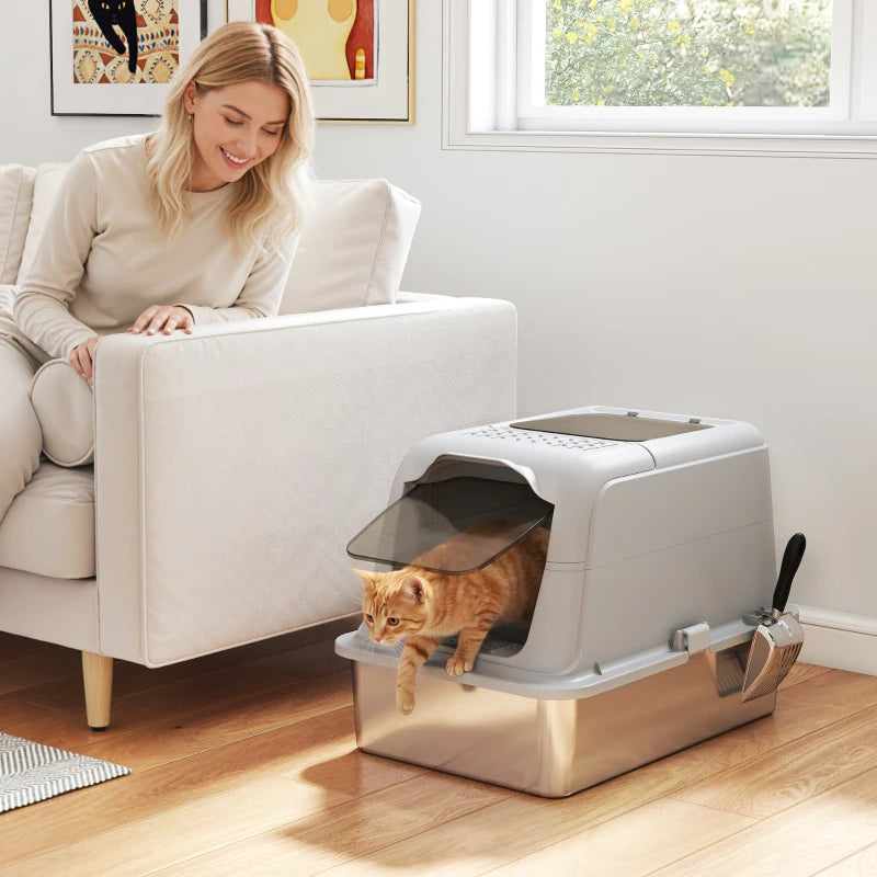 Nancy's Taormina Kattenbak - Katten Toilet - Katten WC - Lichtrijs - RVS / Kunststof - ± 60 x 40 x 40 cm