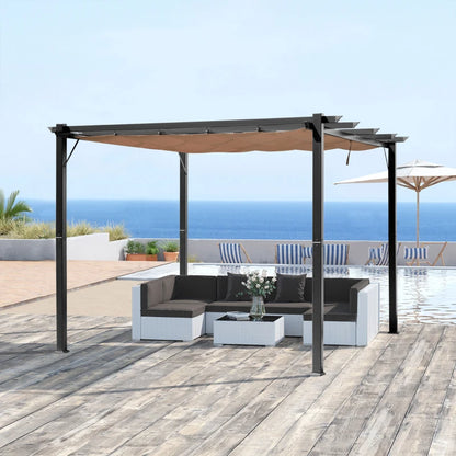 Nancy's Sulmona Pergola - Tuinpaviljoen - Uitschuifbare luifel - Grijs / Bruin - ± 300 x 400 x 225 cm