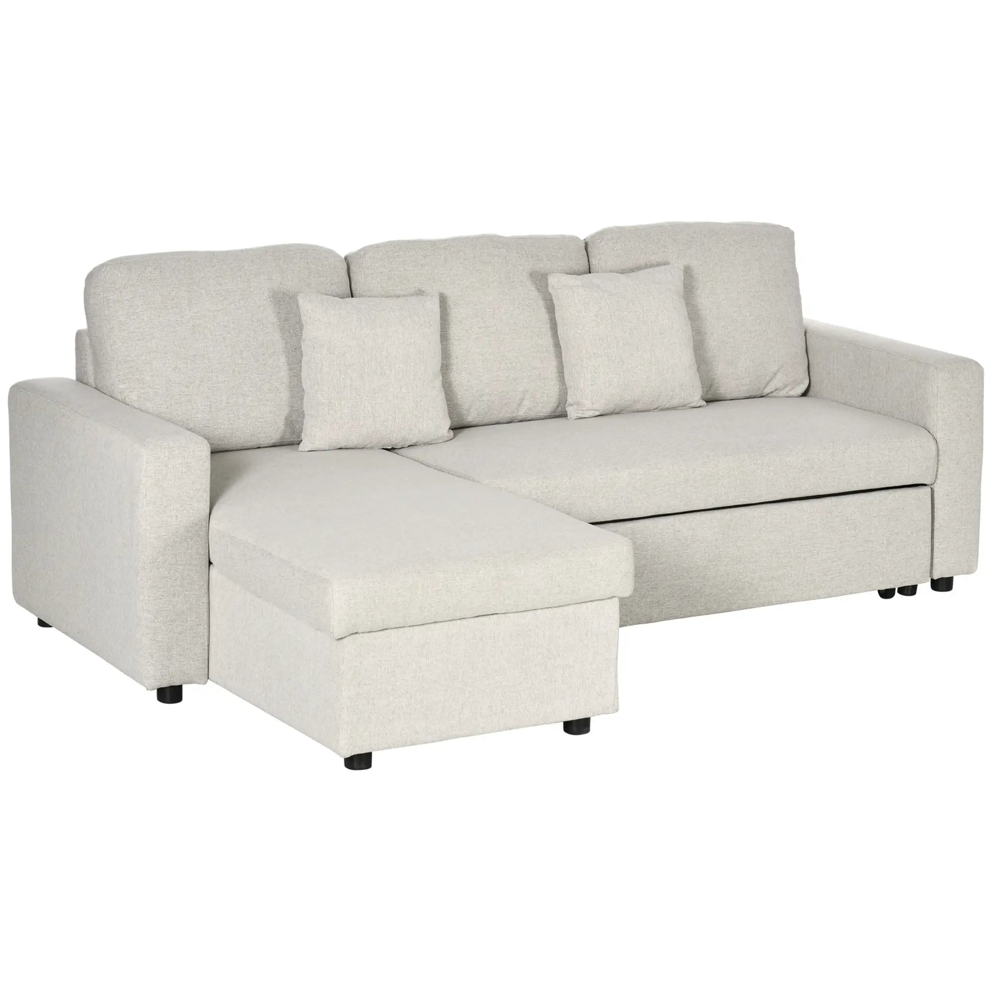 Nancy's Lezzeno Hoekbank - L-vormige Bank - Slaapbank - Crèmewit - Linnen - ± 225 x 140 x 88 cm