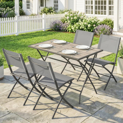 Nancy's Saronno Tuinset - 5-Delige Tuinmeubelset - Tuintafel Set - Grijs
