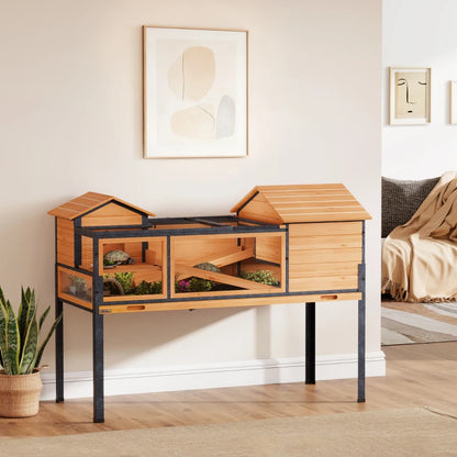 Nancy's Penzale Dierenverblijf - Schilpaddenhuis - Schilpaddenren - Dennenhout - ± 130 x 65 x 95 cm