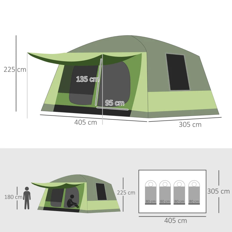 Nancy's Croja Kampeertent - Camping tent - 4 tot 8 Personen - Groen - ± 400 x 300 x 225 cm
