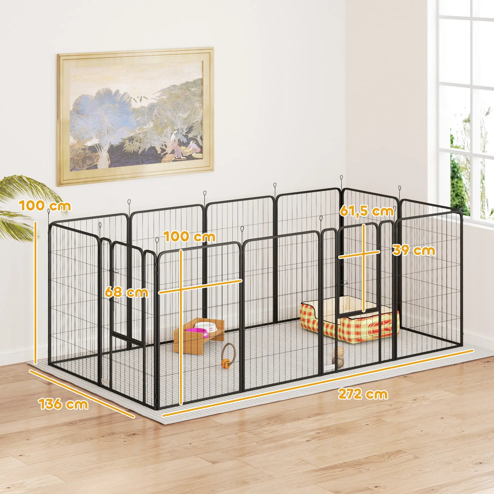 Nancy's Cogne Puppybox - Honden Ren - Puppyren - Zwart - Staal