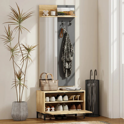 Nancy's Paulilatino Wandgarderobe - Garderobekast - Halgarderobe - Hout / Grijs - ± 60 x 15 x 130 cm