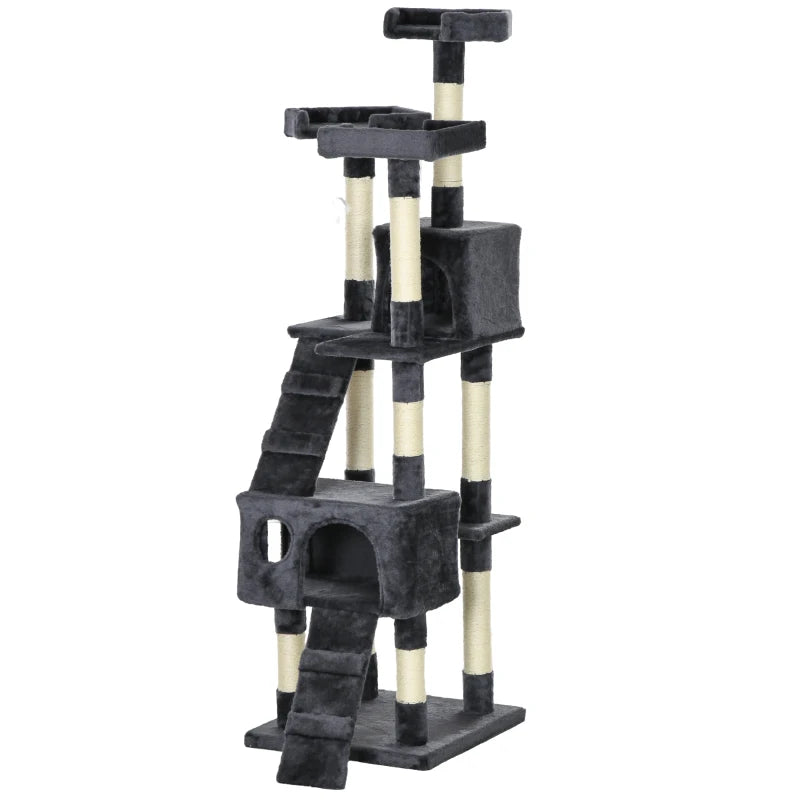 Nancy's Tortona Klimboom voor Katten - Krabpaal - Kattenboom - Donkergrijs - 49 x 49 x 173 cm