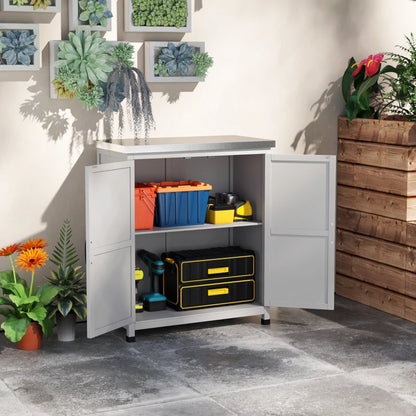 Nancy's Suzzara Tuinkast - Gereedschapsschuur - Opbergkast voor buiten - Grijs - Dennenhout - ± 80 x 45 x 90 cm