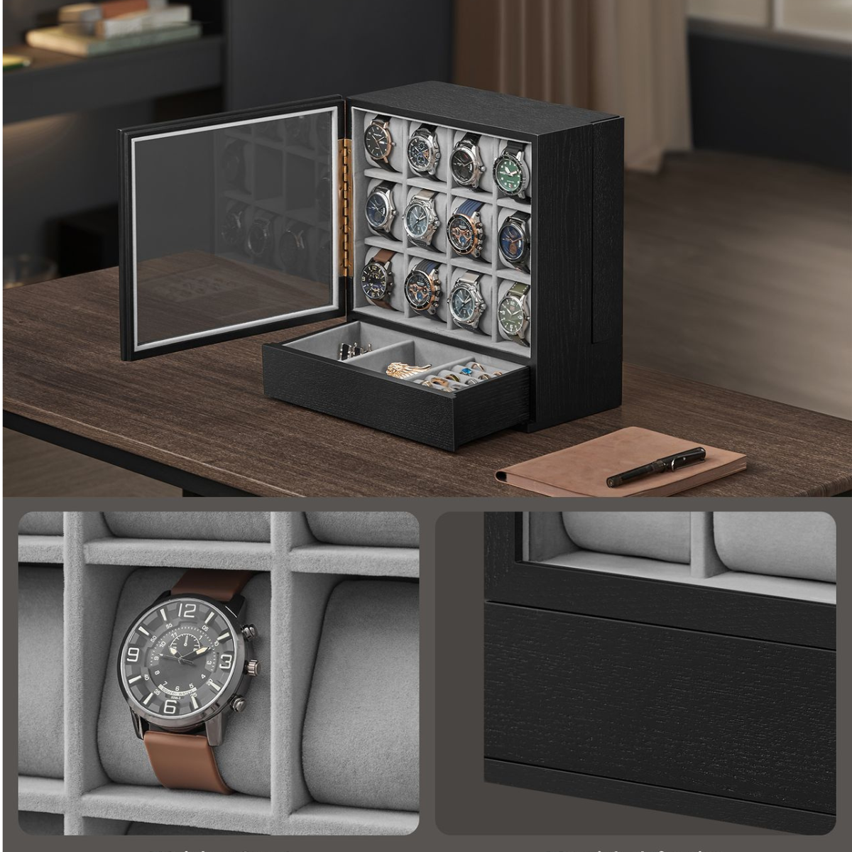 Nancy's Pirado Horloge Doos - Horloge Opbergbox - Horloge Box - Zwart