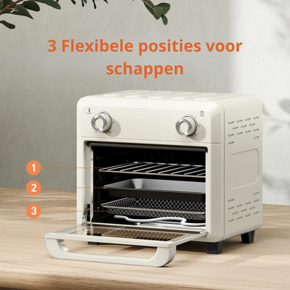 Nancy's Muxagata Heteluchtoven - Grilloven - Bakoven - Timer - Touchscreen - 1000W - Crèmewit