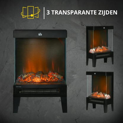 Nancy's Muravera Elektrische Haard - Elektrische Kachel - LED-Vlammeneffect - Zwart