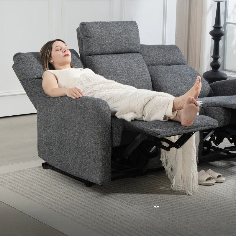 Nancy's Marebbe 3-Zitsbank - Zitbank - Relaxsofa - Verstelbaar - Grijs - Chenille - ± 160 x 90 x 100 cm