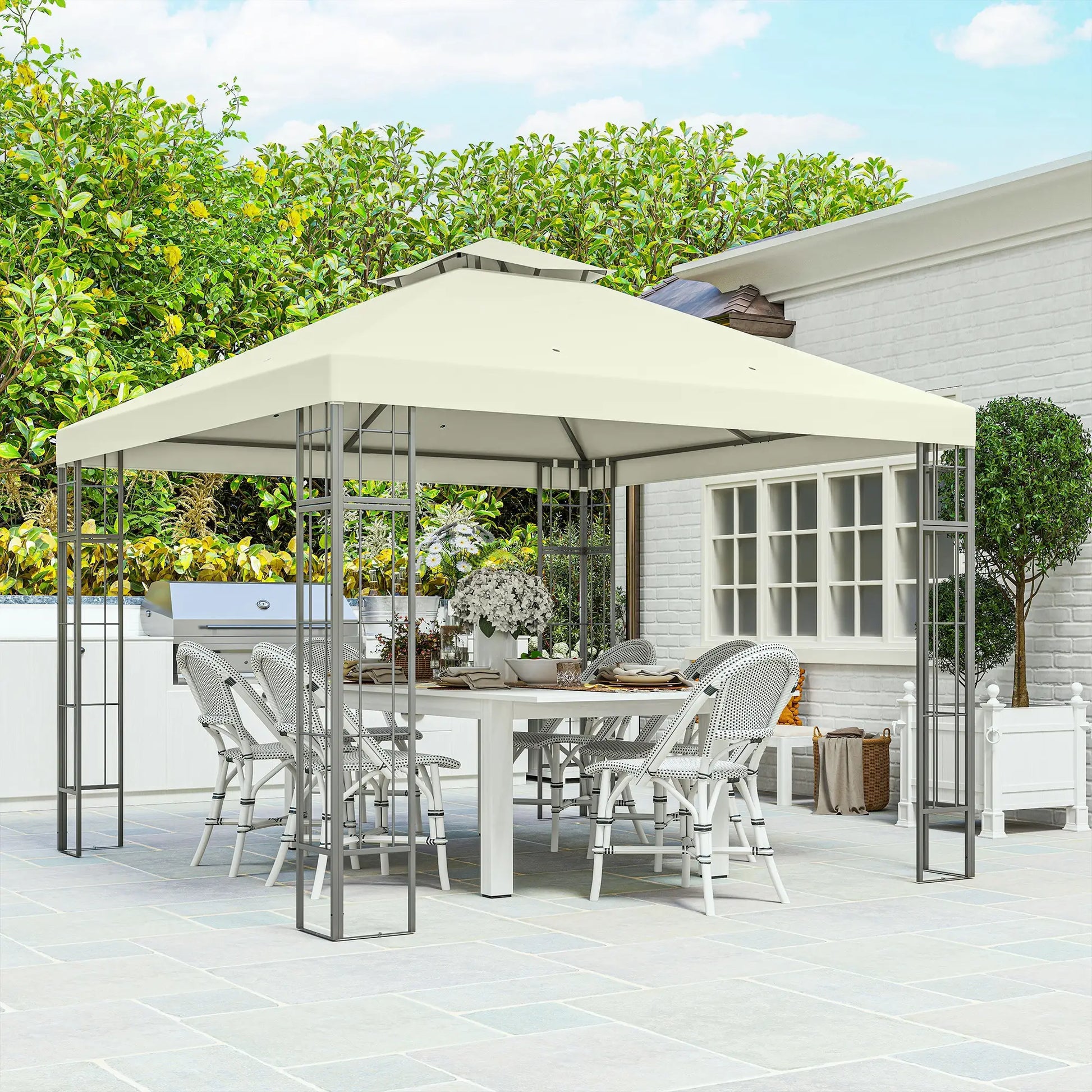 Nancy's Copertino Paviljoen - Tuinpaviljoen - Partytent - Roomwit - ± 300 x 300 x 280 cm