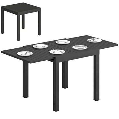 Nancy's Roccaraso Tuintafel - Buitentafel - Eettafel voor buiten - Uitschuifbaar - Zwart - Aluminium - 160/80 x 80 x 75 cm