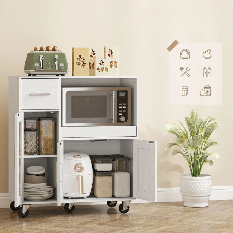 Nancy's Pasturo Keukenkast - Opbergkast - Keukentrolley - Wit - ± 80 x 40 x 90 cm