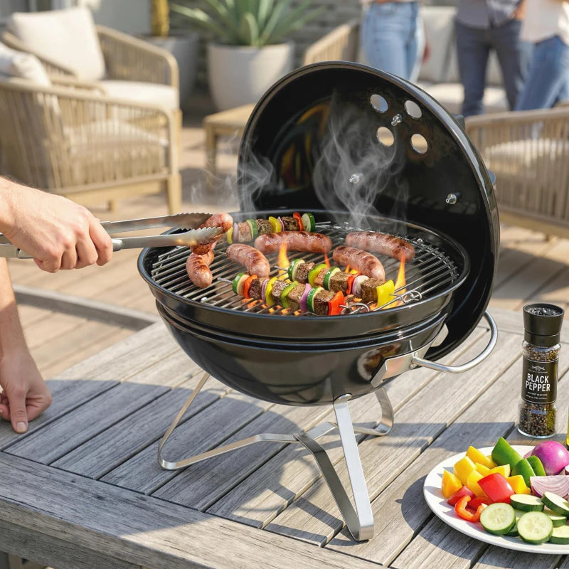 Nancy's Scorzè Kogelbarbecue - Houtskoolbarbecue - Robuust - Weerbestendig - Draagbaar - Zwart