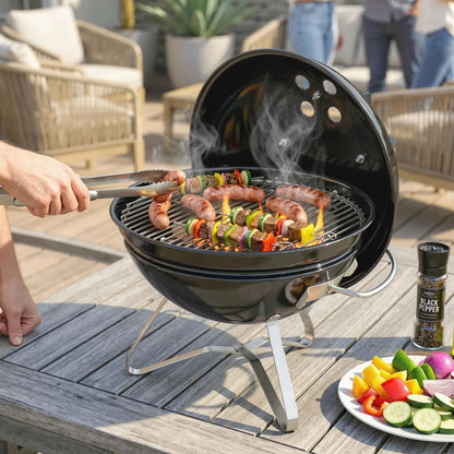 Nancy's Scorzè Kogelbarbecue - Houtskoolbarbecue - Robuust - Weerbestendig - Draagbaar - Zwart