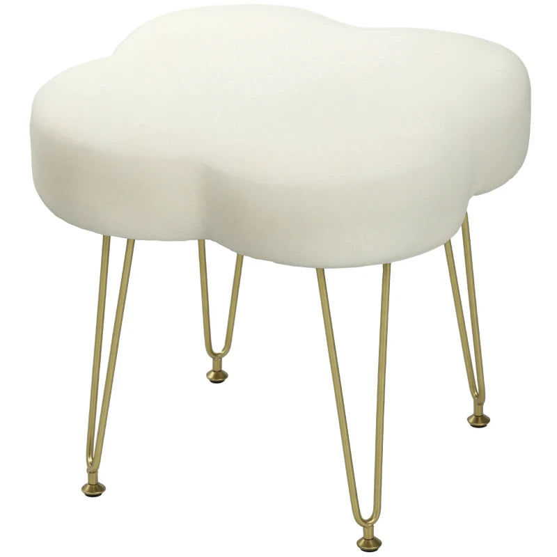 Nancy's Mendatica Krukje - Poef - Crème / Goud - Fluweel - ± 40 x 40 x 40 cm