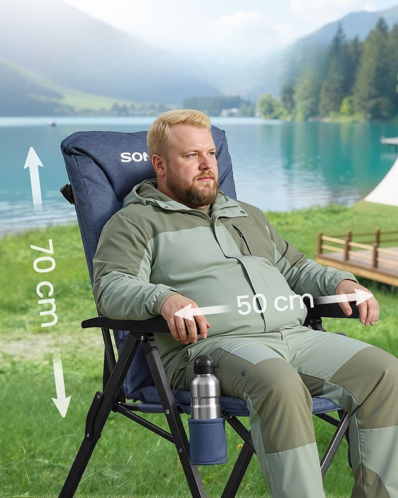 Nancy's Rovetta Campingstoel - Kampeerstoel - Verstelbaar - Opvouwbaar - Blauw