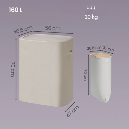 Nancy's Strembo Wasmand - Wassorteerder - Wasbox - 2 vakken - Beige - 160 Liter