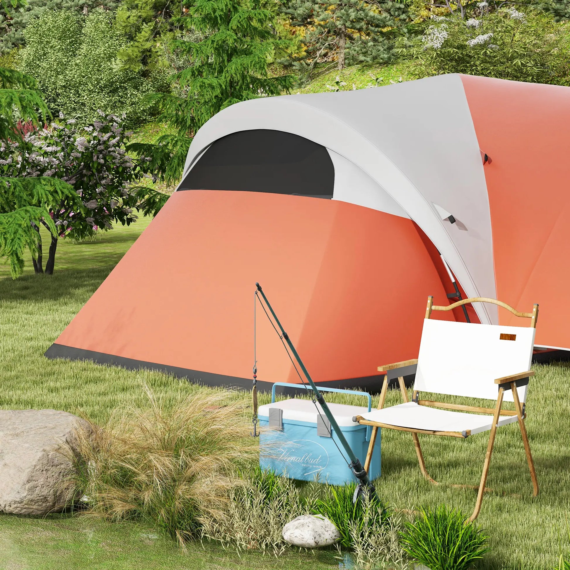 Nancy's Canale Kampeertent - Camping Tent - 5-6 Personen - Oranje - ± 550 x 300 x 200 cm