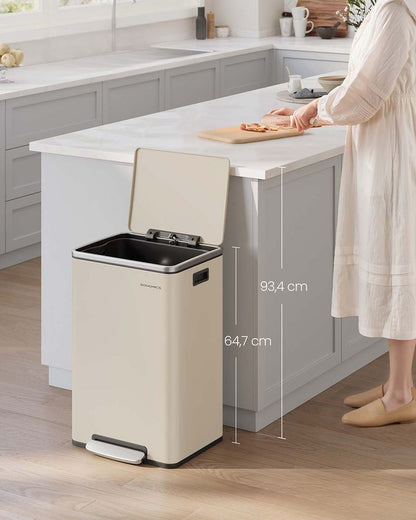 Nancy's Minori Pedaalemmer - Prullenbak - Afvalbak - Crème - 50 Liter