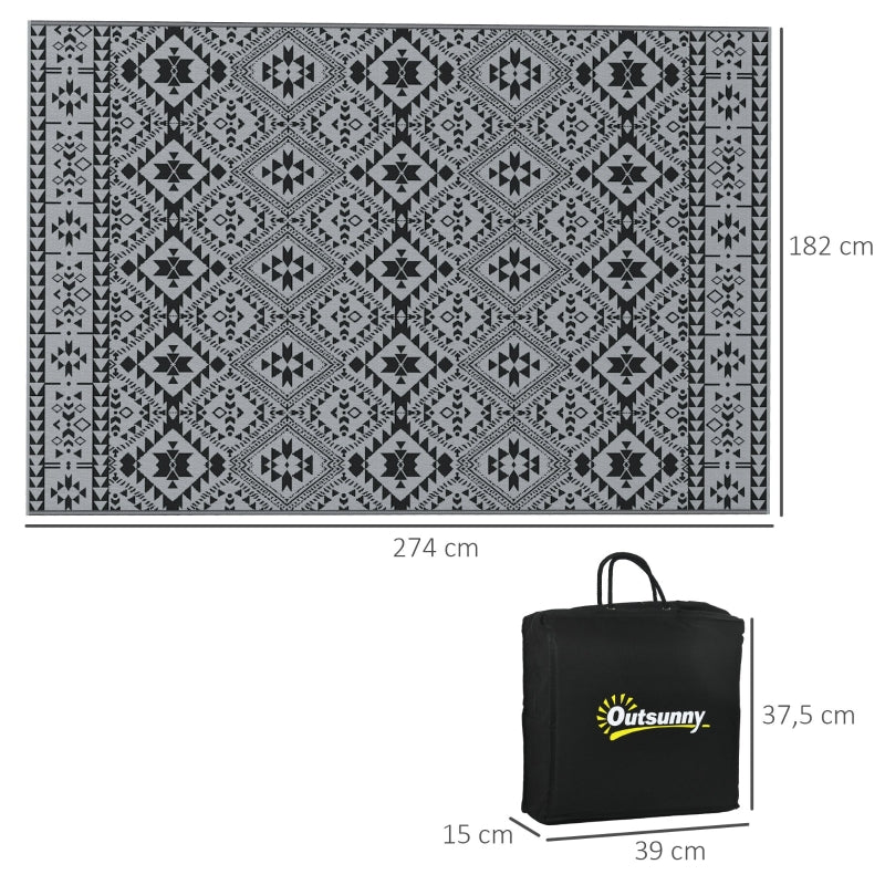 Nancy's Burtao Outdoor Rug - Garden Rug - Garden Carpet - Outdoor Carpet - Black / Gray - 182 x 274 cm