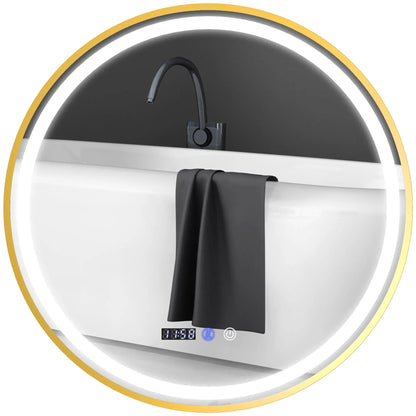 Nancy's Daone Badkamerspiegel - Spiegel met LED-Verlichting - Anticondensfunctie - Goud - Ø60 cm