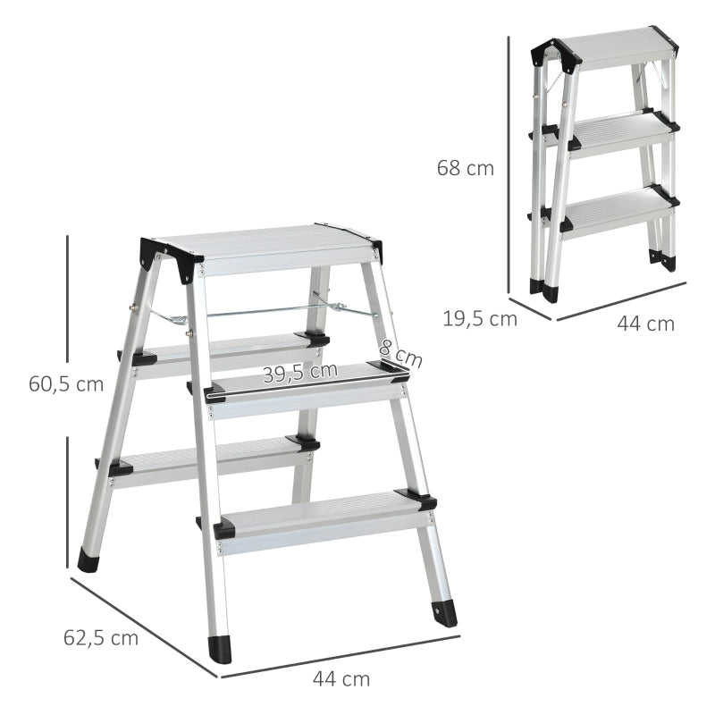 Nancy's Dargo Escalier pliable, escalier de cuisine, échelons larges, antidérapant, construction légère, aluminium + acier