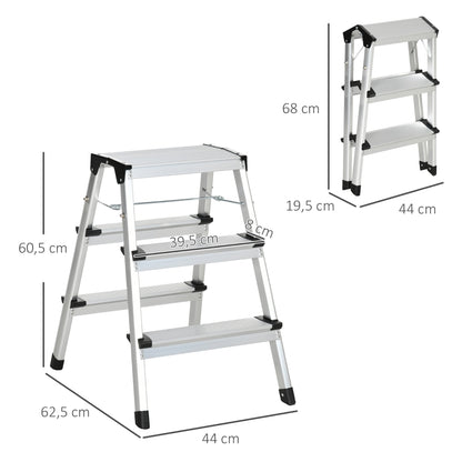 Nancy's Dargo Escalier pliable, escalier de cuisine, échelons larges, antidérapant, construction légère, aluminium + acier