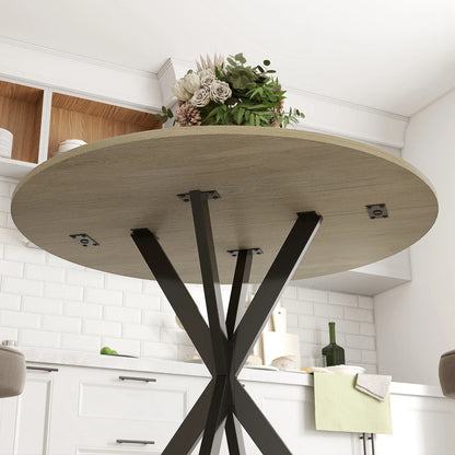 Nancy's Lavello Ronde Eettafel - Eiken / Zwart - Ø80 x 75H cm