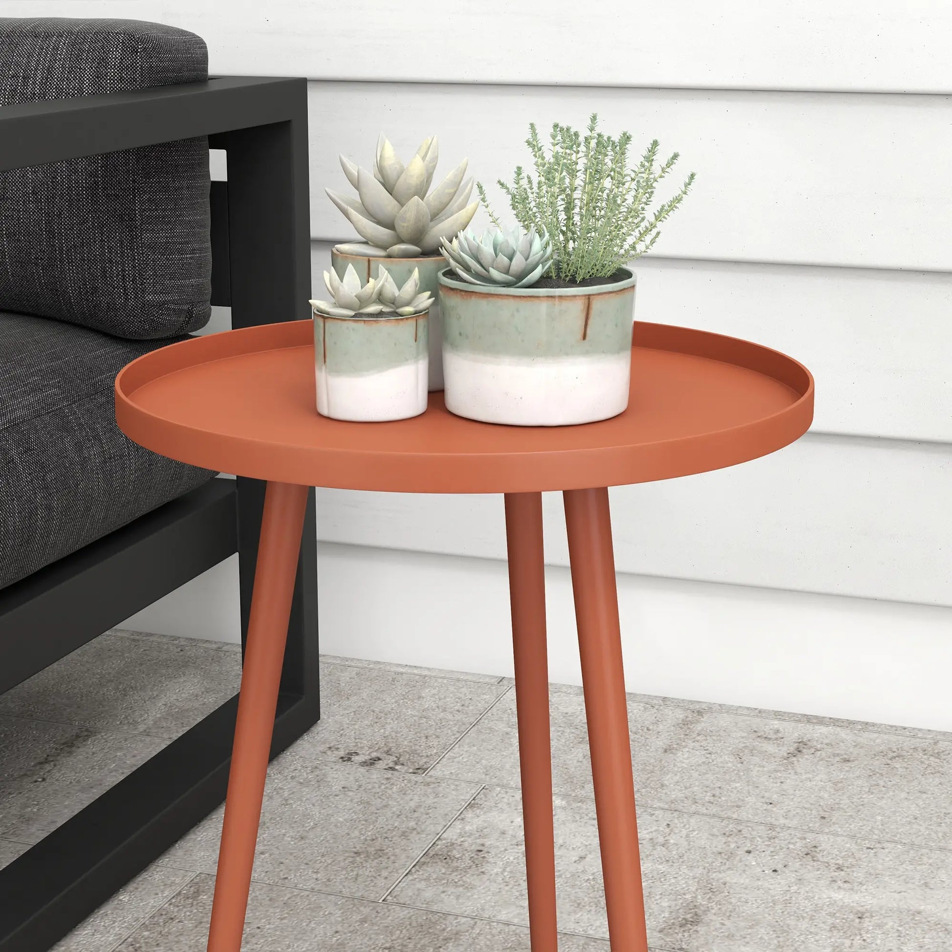 Nancy's Cimolais Balkontafel - Buitentafel - Bijzettafel voor buiten - Rood - Staal - Ø40 x 50 cm