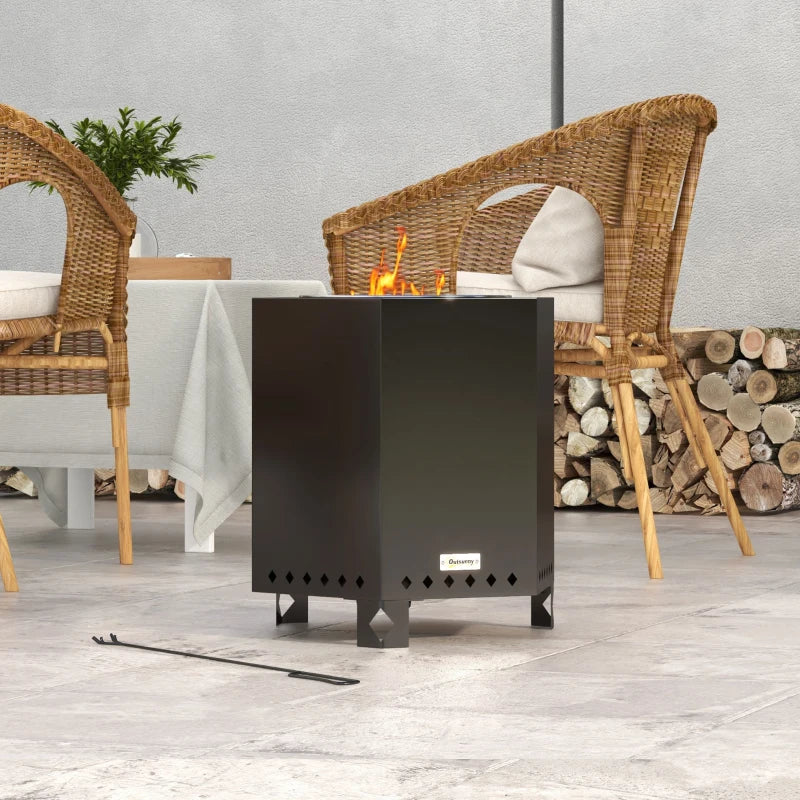 Nancy's Ravina Vuurkorf - Vuurschool - Buitenhaard - Zwart - RVS - ± 45 x 40 x 45 cm