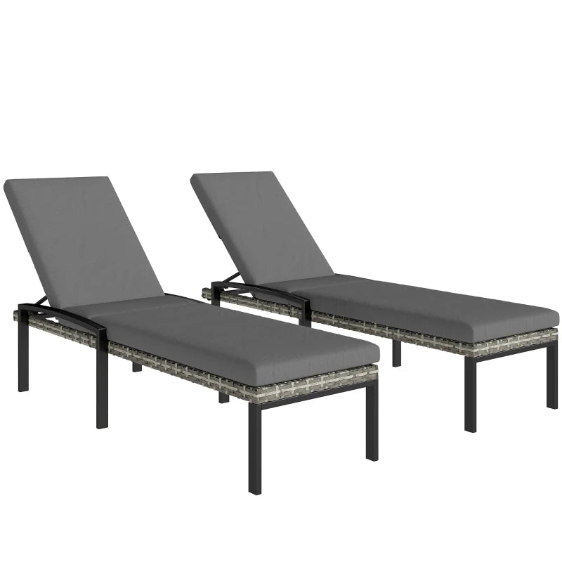 Nancy's Saragiolo Ligbedden - Loungebed - Verstelbare rugleuning - Set van 2 - Grijs