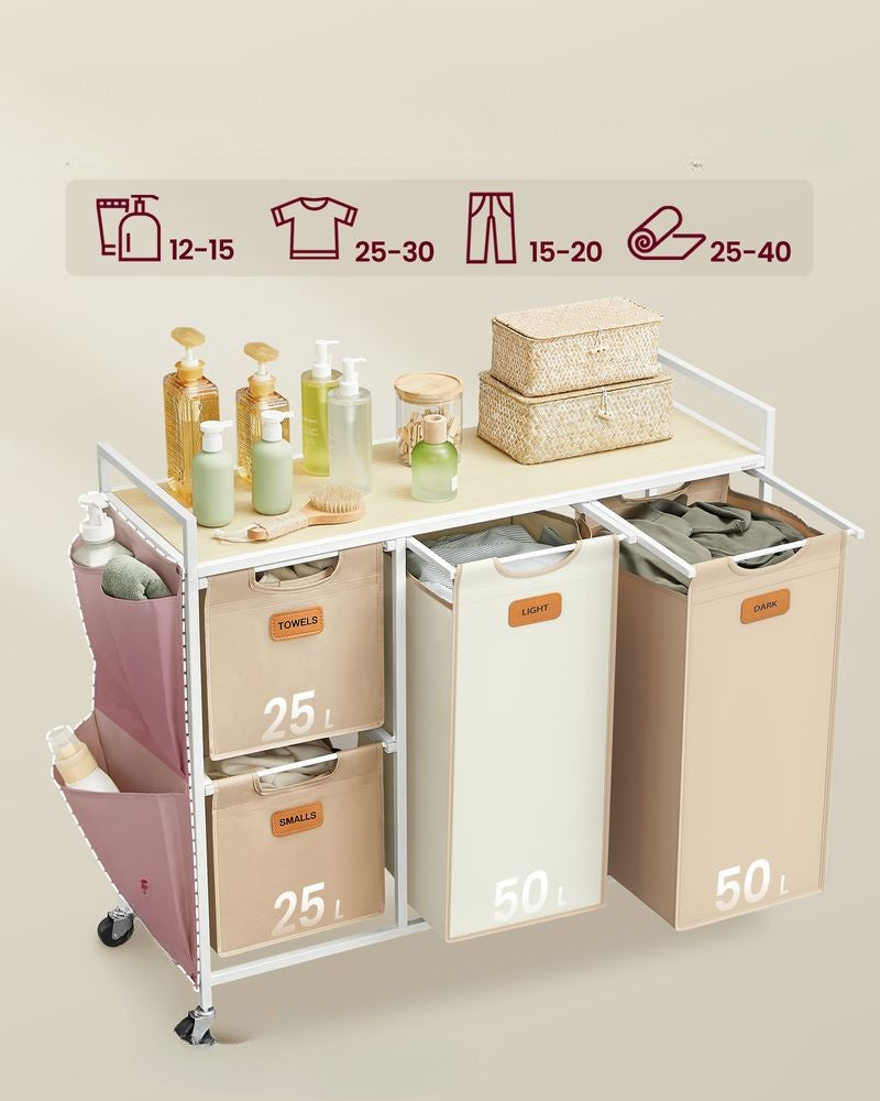 Nancy's Rebolosa Wasmand - Wassorteerder - Wasbox - Beige / Bruin / Wit - 150 Liter