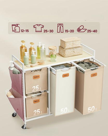 Nancy's Rebolosa Wasmand - Wassorteerder - Wasbox - Beige / Bruin / Wit - 150 Liter