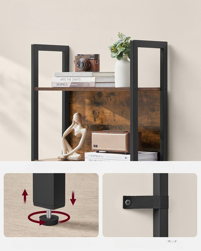 Nancy's Mergozzo Boekenkast - Opbergkast - Vitrinekast - Vintage Bruin / Zwart - ± 60 x 25 x 165 cm