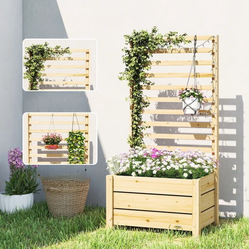 Nancy's Posada Plantenbak - Bloembak met Klimrek - Plantenrek - Dennenhout - ± 60 x40 x 120 cm