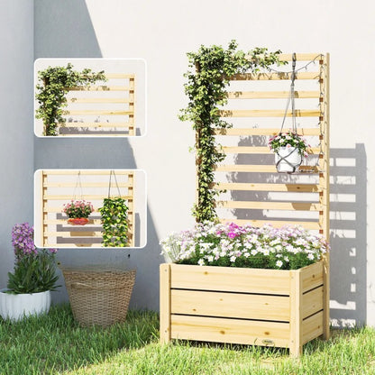 Nancy's Posada Plantenbak - Bloembak met Klimrek - Plantenrek - Dennenhout - ± 60 x40 x 120 cm