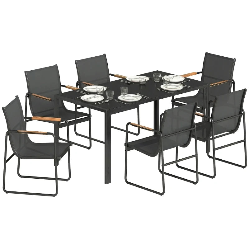 Nancy's Remanzacco Tuinset - Tuinmeubelset - Eettafel voor buiten - 7-Delig - Zwart