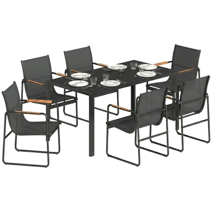 Nancy's Remanzacco Tuinset - Tuinmeubelset - Eettafel voor buiten - 7-Delig - Zwart