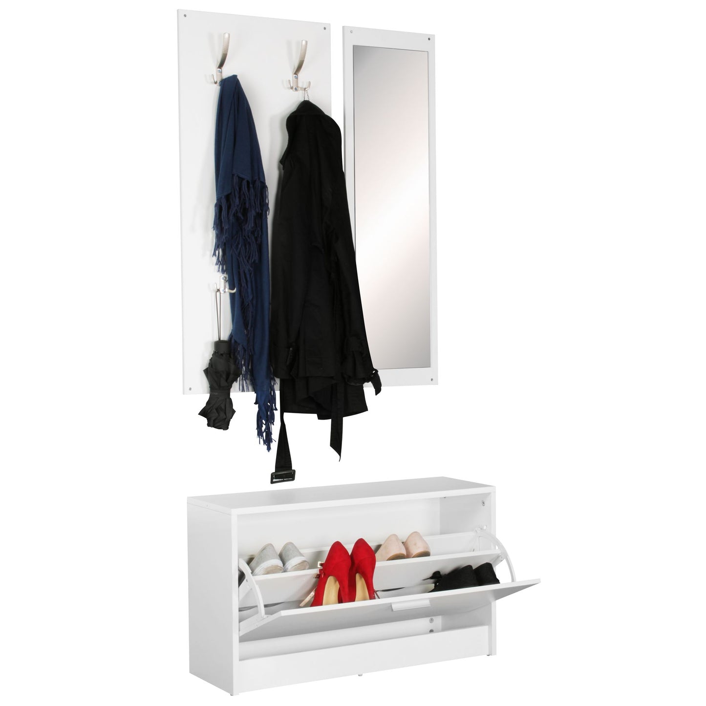 Nancy's Galafura Garderobe Set - Wandgarderobe - Wandkapstok - Schoenenkast - Wit