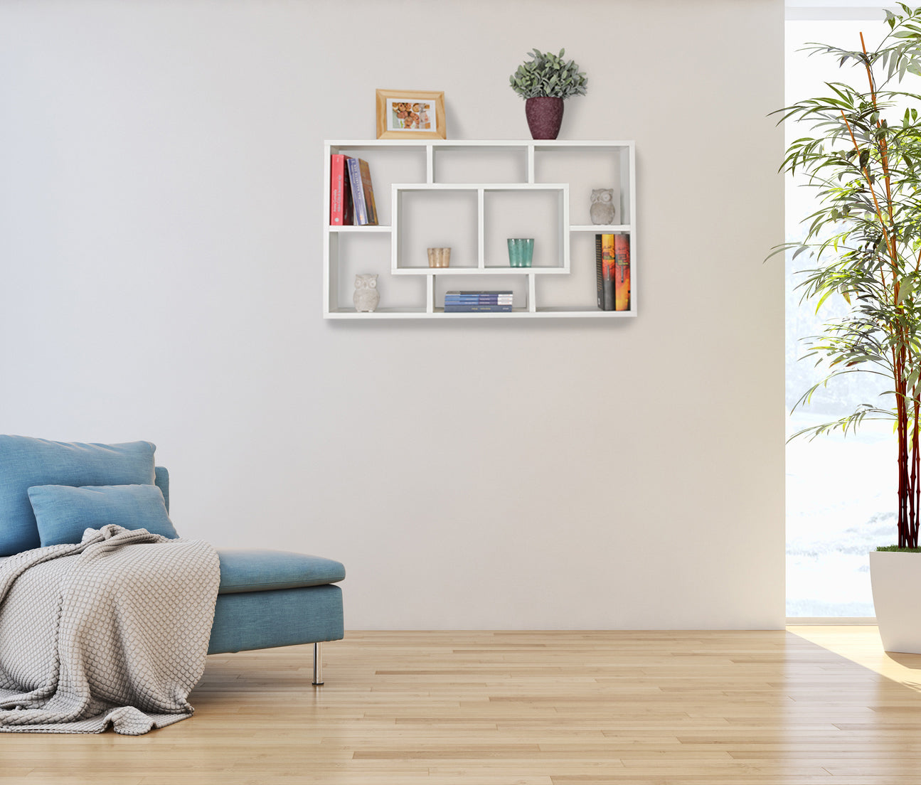 Nancy's Pinhel Wandplank - Wandrek - Wit - MDF - ± 85 x 15 x 50 cm
