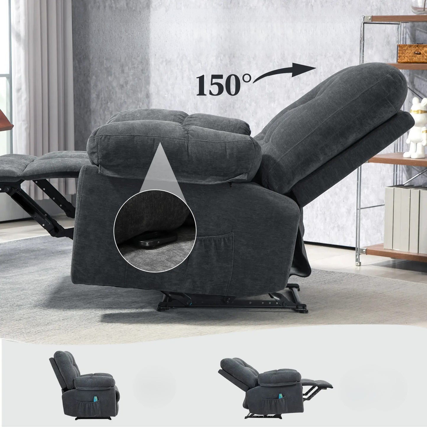 Nancy's Ferrandina Massagestoel - Relaxfauteuil - Loungestoel - Donkergrijs