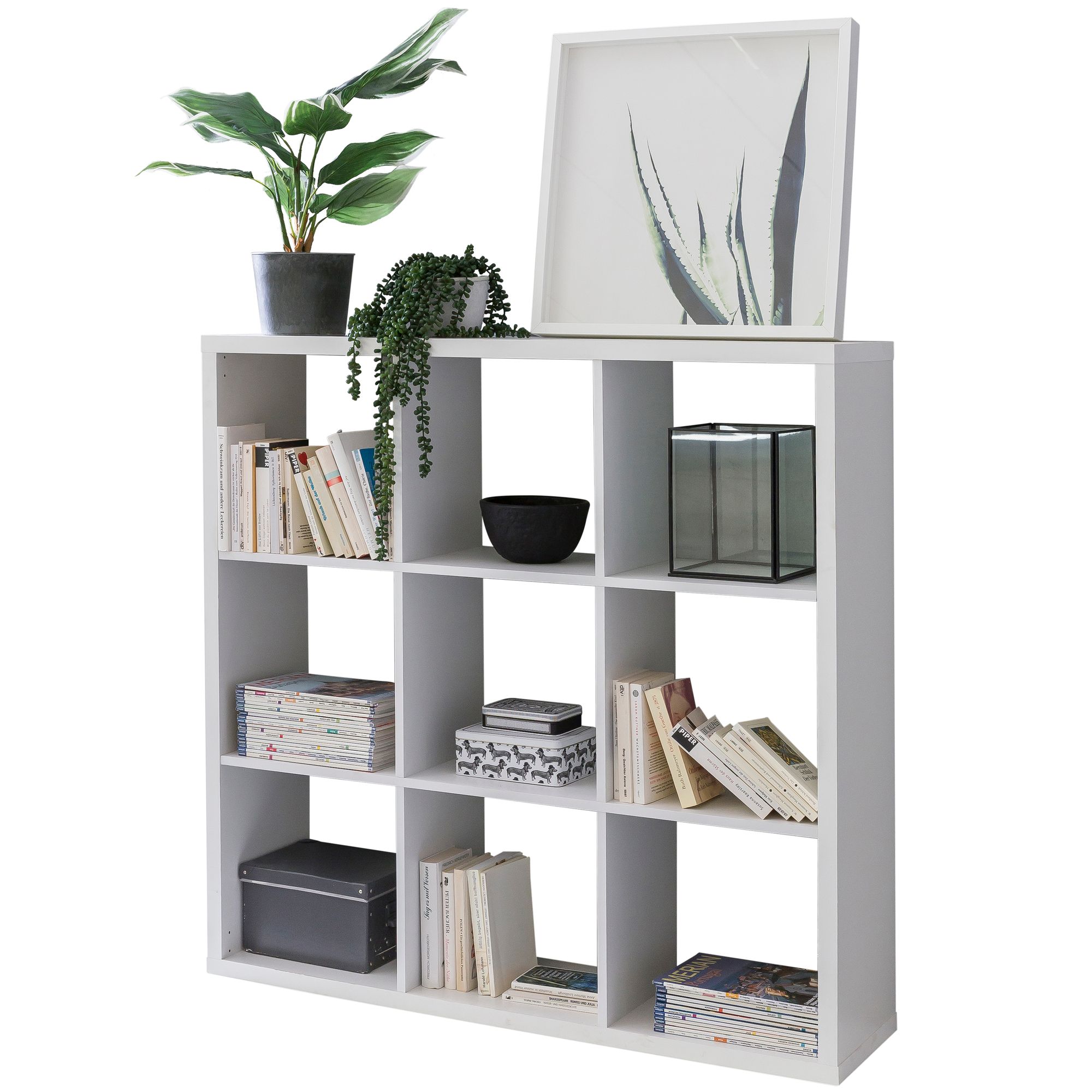 Nancy's Yate Bookcase With 9 Compartments - Wooden Shelves - Freestanding Cabinet - Storage For Office Or Home - White