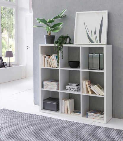 Nancy's Yate Bookcase With 9 Compartments - Wooden Shelves - Freestanding Cabinet - Storage For Office Or Home - White