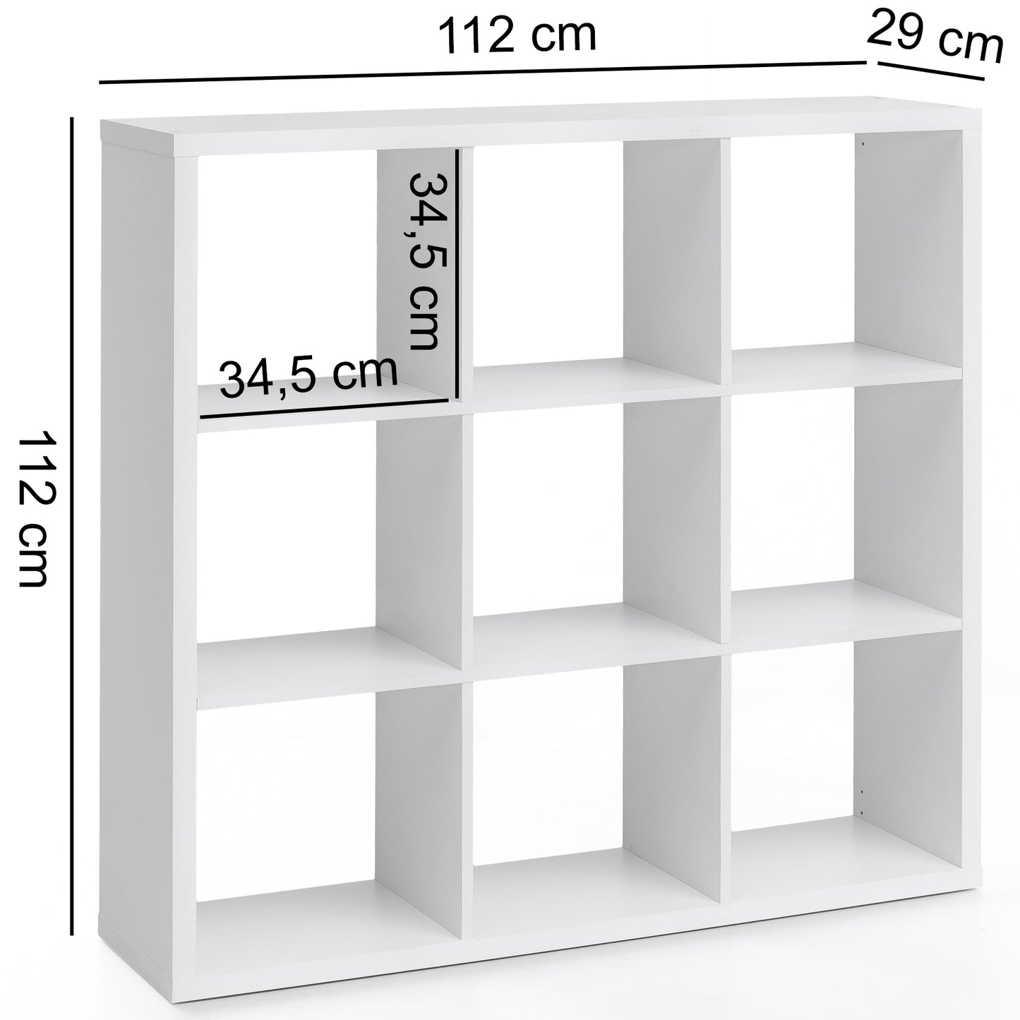 Nancy's Yate Boekenkast Met 9 vakken - Planken Van Hout - Vrijstaande Kast – Opberger Voor Kantoor Of Thuis – Wit