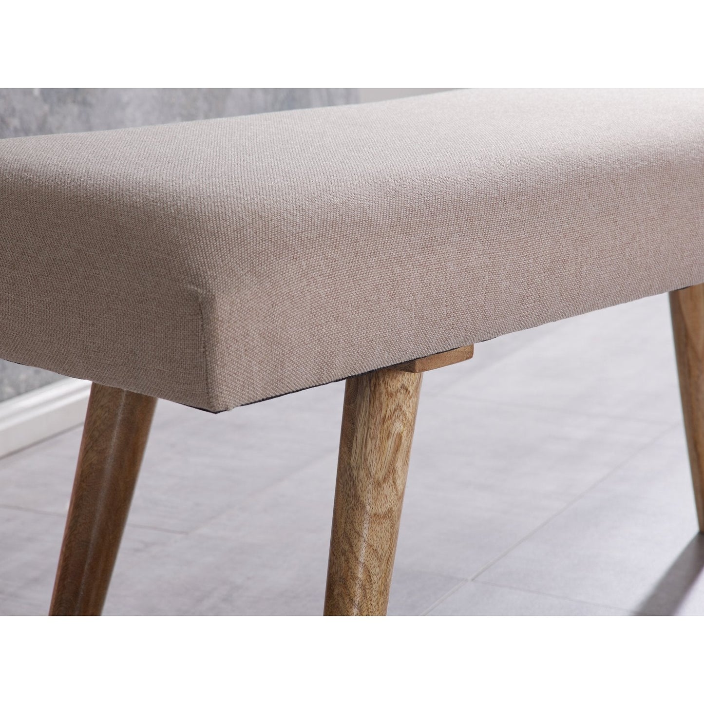 Nancy's Herkimer Sofa - Sofa - Hallway bench - Solid Mango Wood - Upholstered Sofa - Dining room bench - Beige/Gray