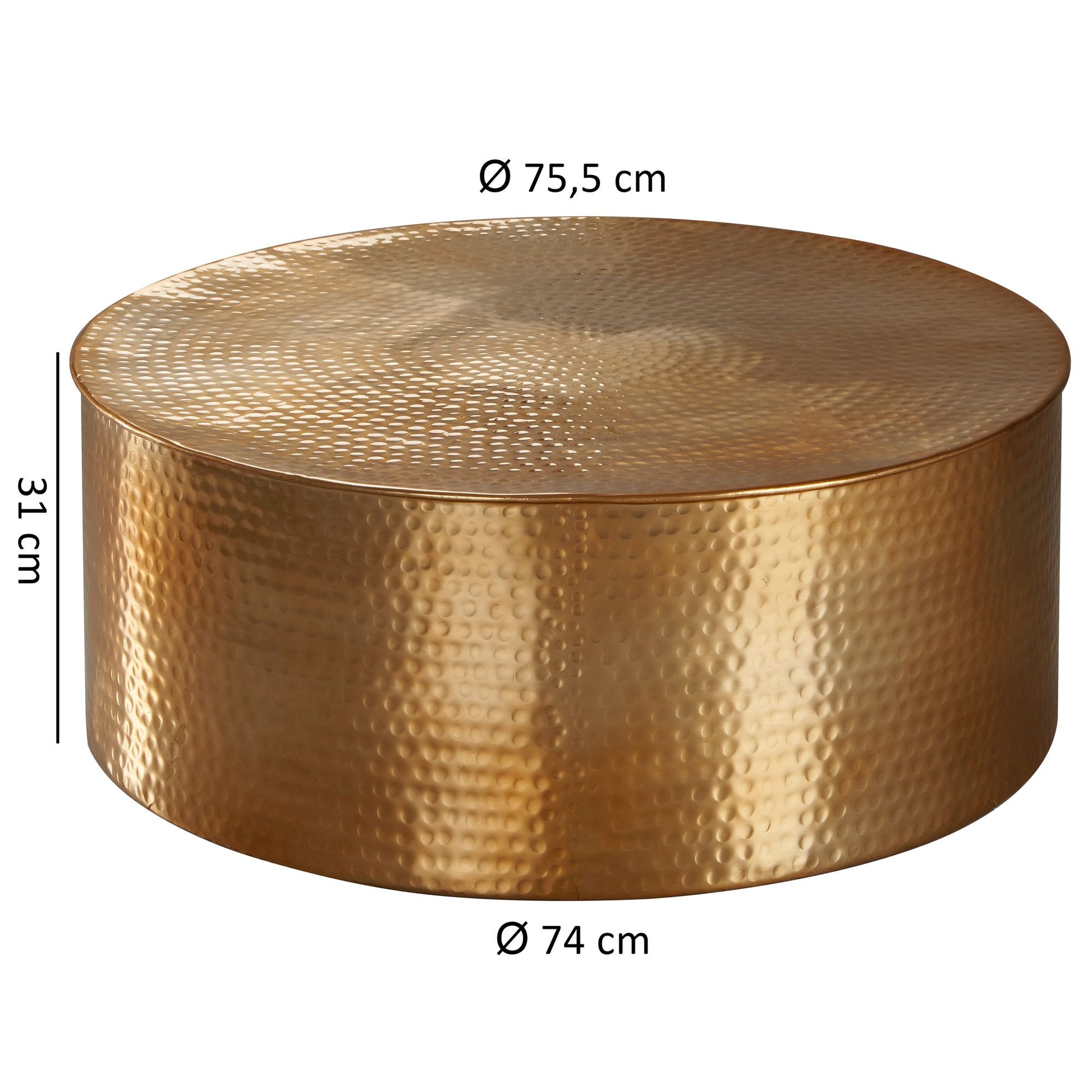 Nancy's design Salontafel - Aluminium Bijzettafel goud - 75 x 31 x 75cm