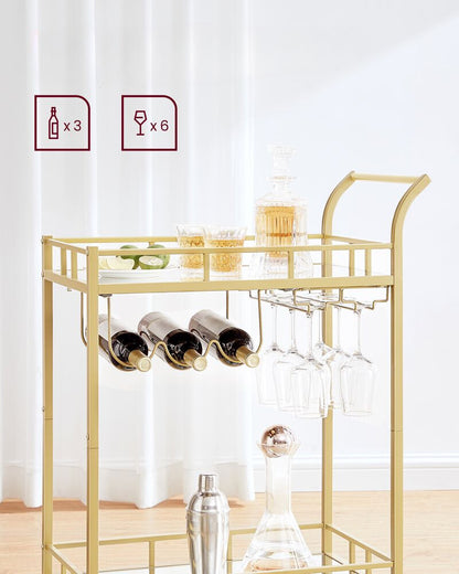 Nancy's Totton Kitchen Dessert Gold - Chariot de service - Bartrolley - Moderne - Acier - 60 x 38 x 90 cm
