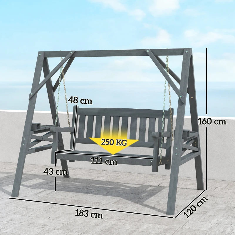 Nancy's Roncade Schommelbank - Tuinschommel - Grijs - Dennenhout - ± 185 x 120 x 160 cm