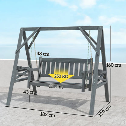 Nancy's Roncade Schommelbank - Tuinschommel - Grijs - Dennenhout - ± 185 x 120 x 160 cm